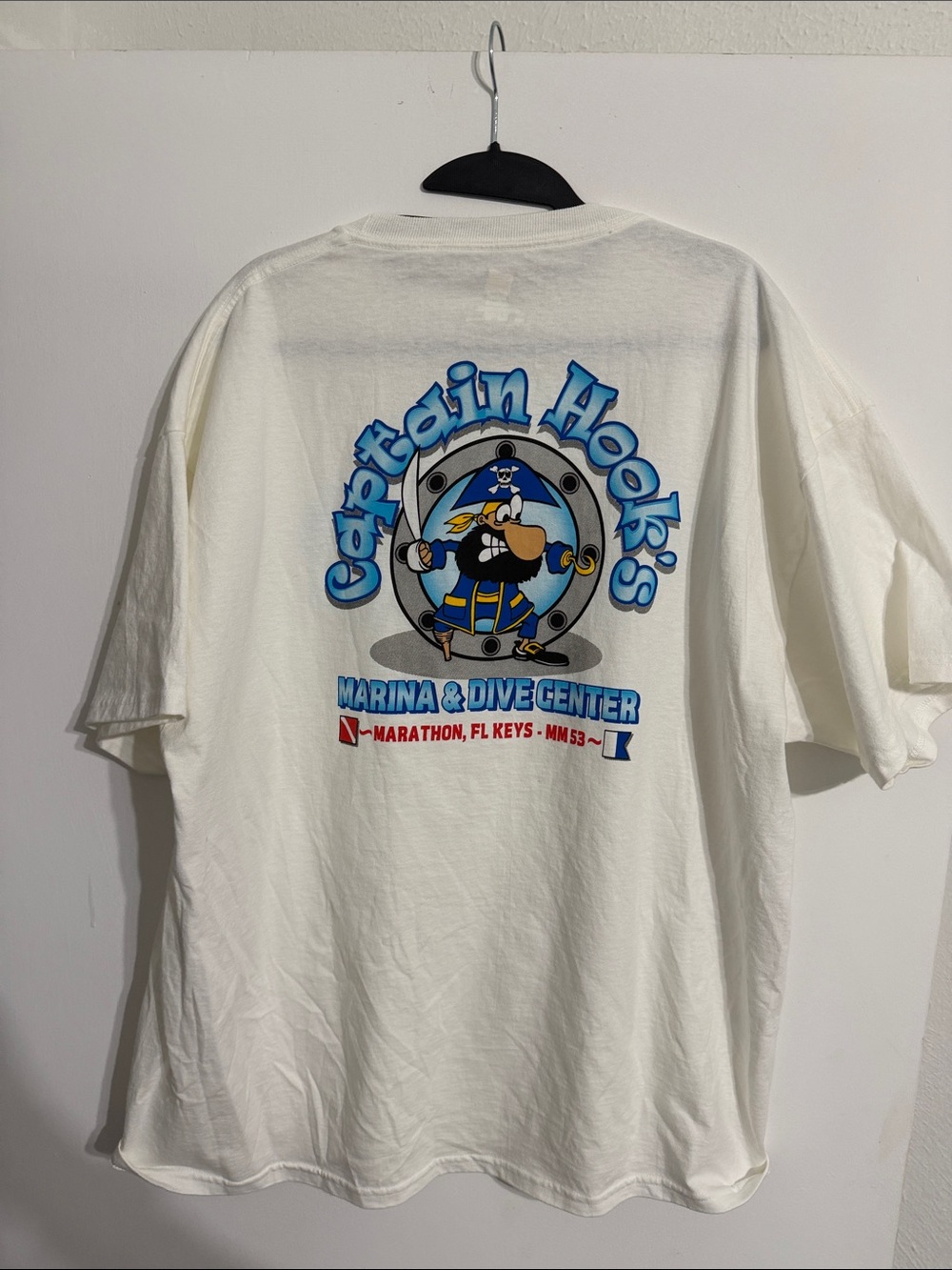 White Graphic Short Sleeve Tee - Captain Hooks Marina & Dive Center Fla Keys